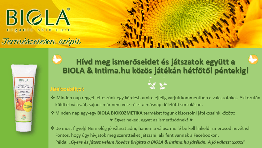 Gyere és játssz a Biola Biokozmetika és az Intima.hu közös játékán!