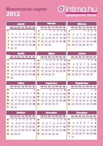Letölthető menstruációs naptár 2012